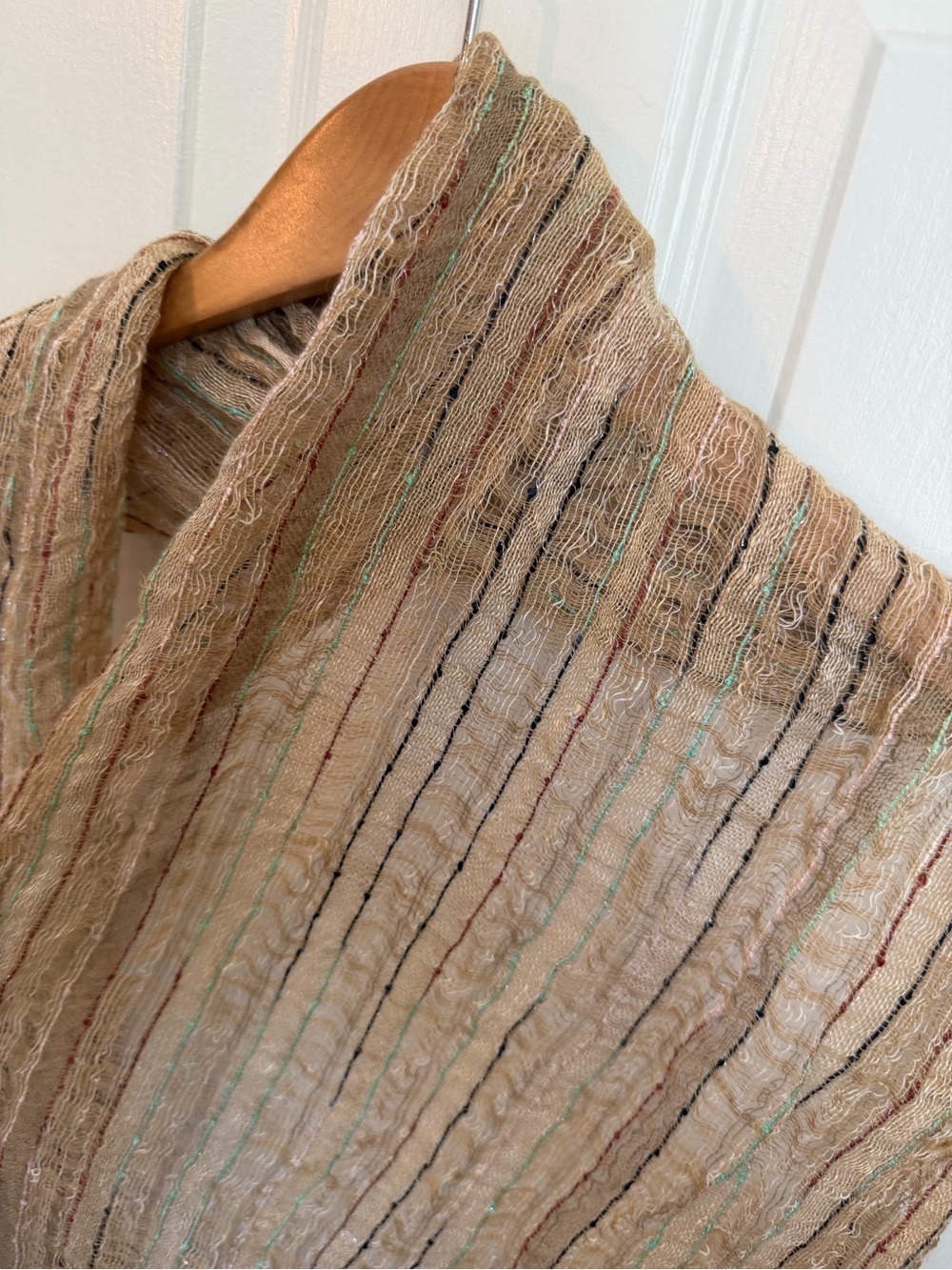 ๐ 5/$25 Neutral Textured Fall Scarf with Threaded Color - Picture 3 of 5